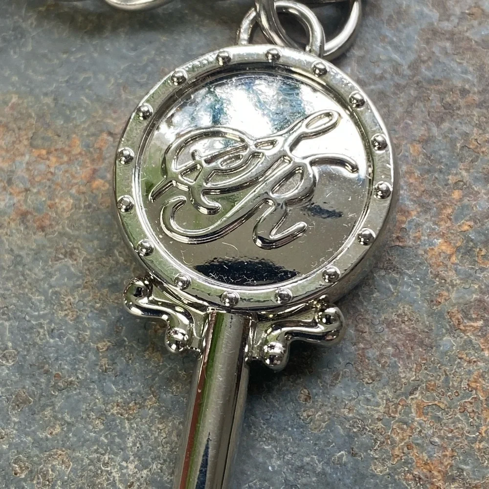 Sienna Ricchi large bag clip keychain skeleton style key with rhinestone 6.5” - Picture 2 of 8